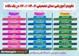 تقویم آموزشی 1402-1401